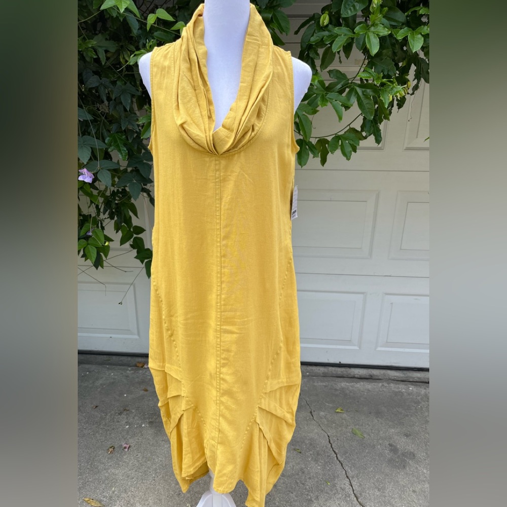 Women Long Dress Summer Linen Blend CYNTHIA Rowley Mustard Yellow  S New…